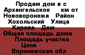 Продам дом в с.Архангельское, 30 км от Нововоронежа › Район ­ Хохольский › Улица ­ Кирова › Дом ­ 36 › Общая площадь дома ­ 100 › Площадь участка ­ 23 › Цена ­ 2 000 000 - Воронежская обл., Хохольский р-н, Архангельское с. Недвижимость » Дома, коттеджи, дачи продажа   